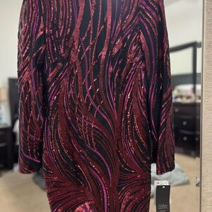 Aidan Mattox Red and Pink Sequin Dress